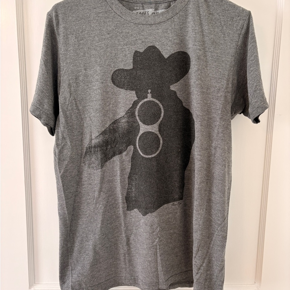 Collectable Ames Bros Graphic Cowboy Silhouette Gray T-Shirt
